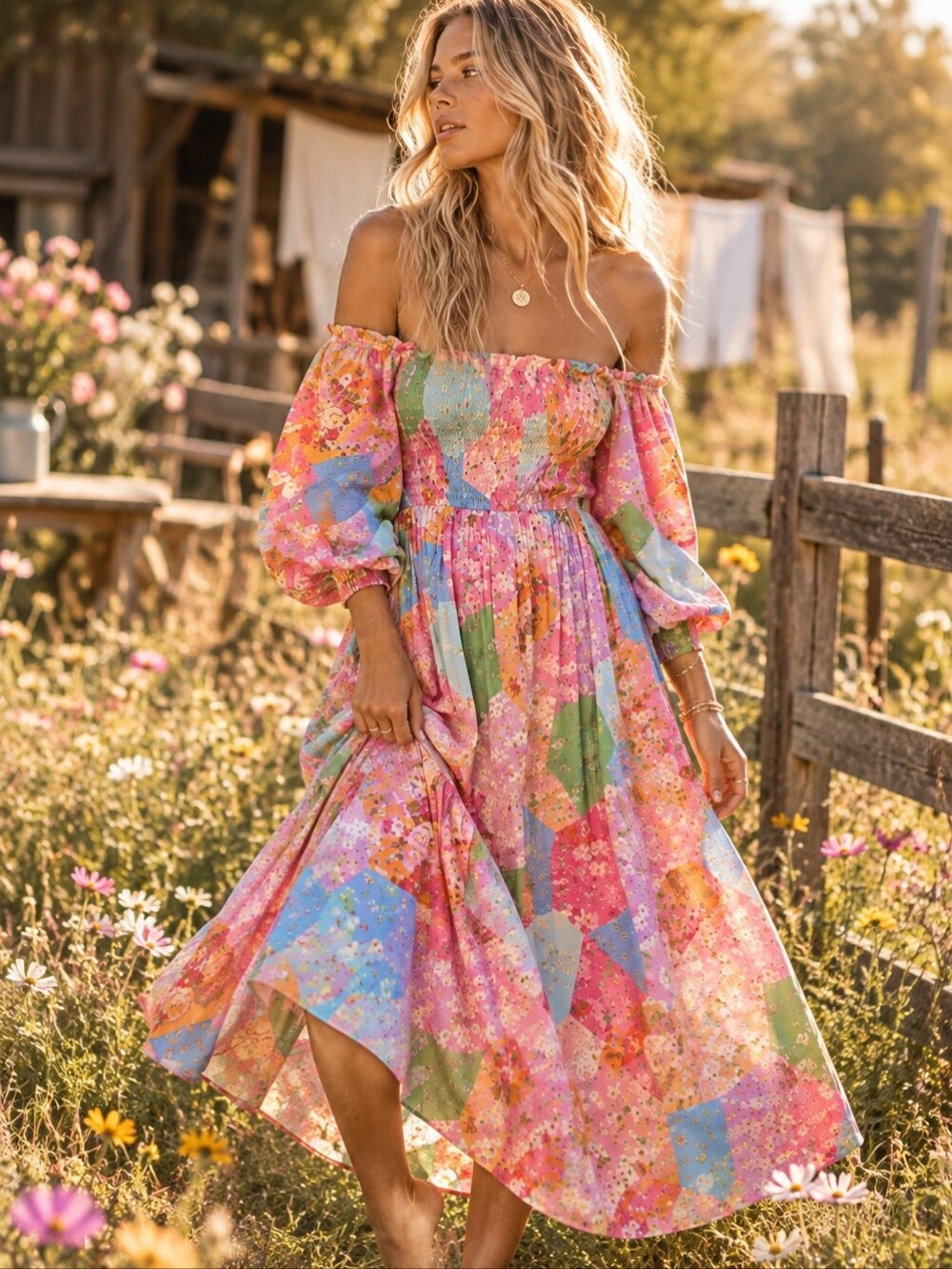 Spell & The Gypsy Freda Shirred Midi Dress Lolly Print Boho Floral Small